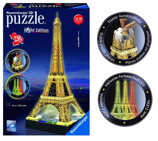 Tour Eiffel de nuit 3D Ravensburger