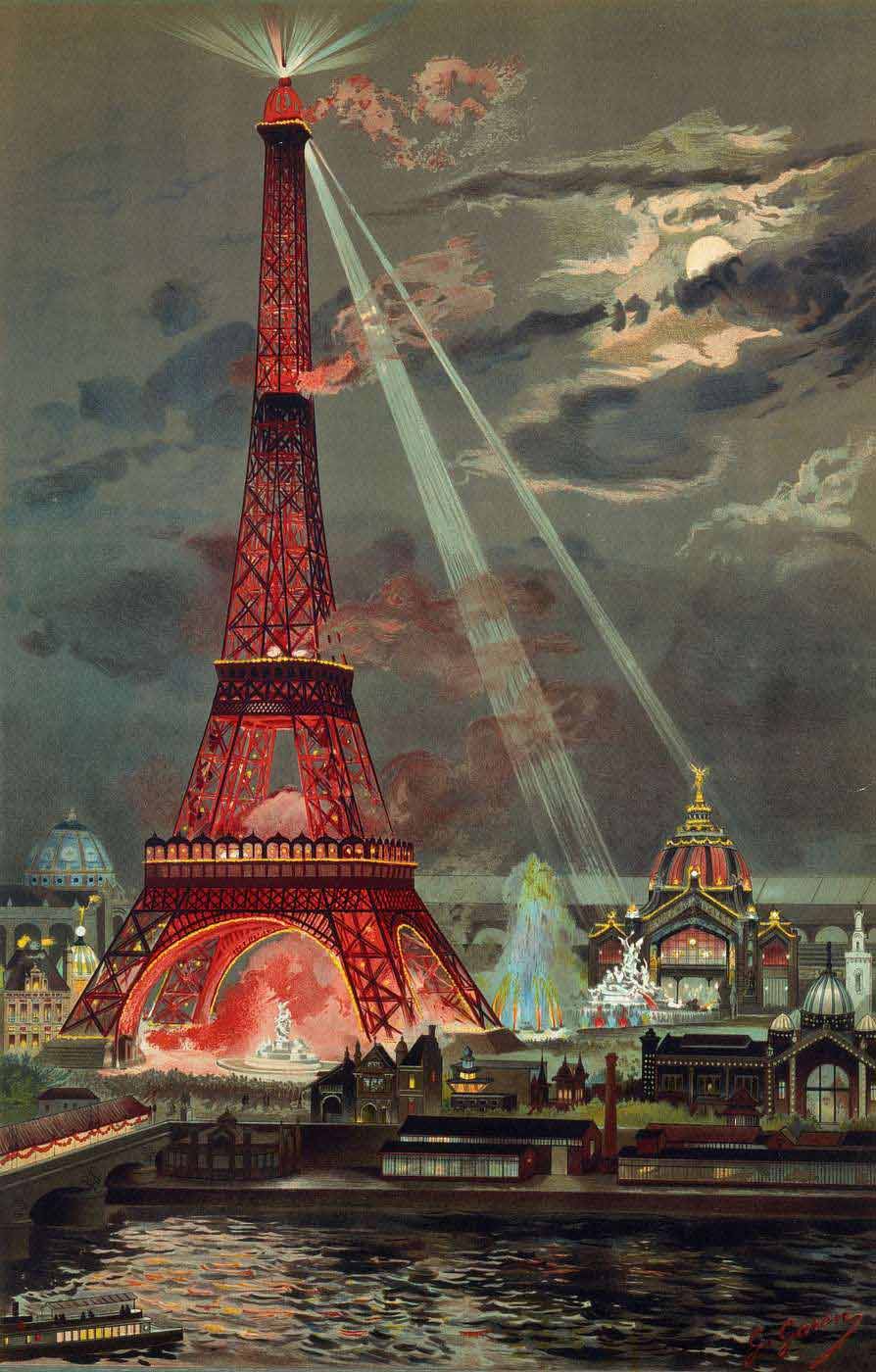 L'embrasement de la tour eiffel pendant l'exposition universelle de 1889 - Georges garen